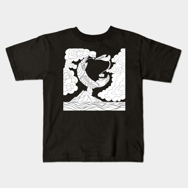 Space Stingray Outline Kids T-Shirt by Bagaz
